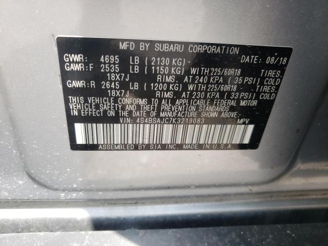 Photo 10 from auction – 2019 SUBARU OUTBACK 2. with VIN 4S4BSAJC7K3219083
