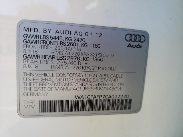 Photo 10 from auction – 2012 AUDI Q5 PREMIUM with VIN WA1CFAFP7CA077270