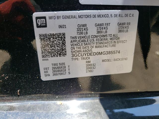 Photo 10 from auction – 2021 CHEVROLET SILVERADO with VIN 3GCUYDED0MG385574