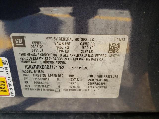 Photo 10 from auction – 2013 GMC ACADIA SLT with VIN 1GKKRRKD6DJ171763