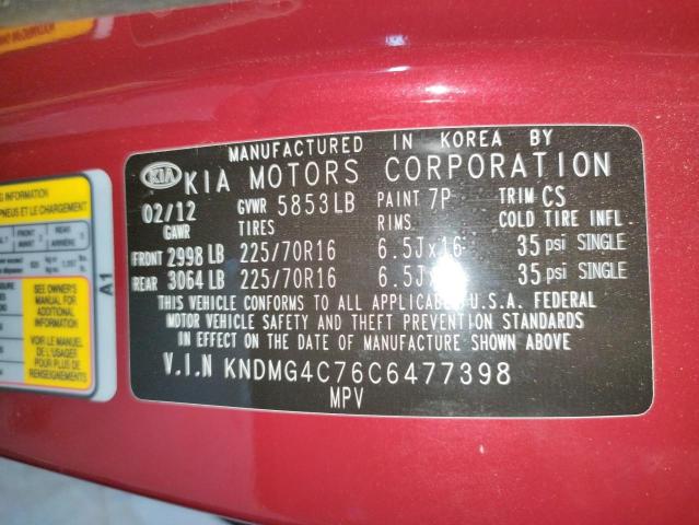 Photo 10 from auction – 2012 KIA SEDONA LX with VIN KNDMG4C76C6477398