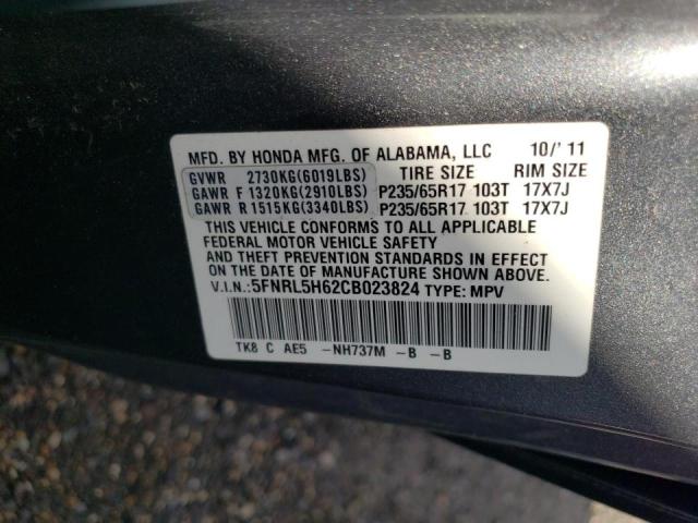Photo 10 from auction – 2012 HONDA ODYSSEY EX with VIN 5FNRL5H62CB023824