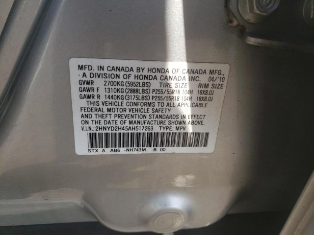 Photo 10 from auction – 2010 ACURA MDX TECHNO with VIN 2HNYD2H45AH517263