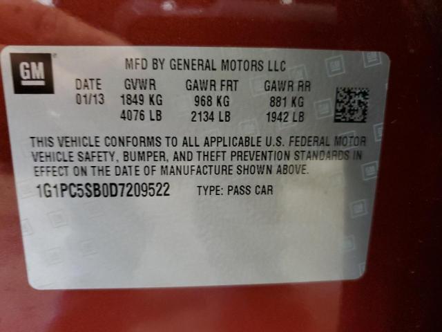 Photo 10 from auction – 2013 CHEVROLET CRUZE LT with VIN 1G1PC5SB0D7209522