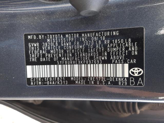 Photo 10 from auction – 2019 TOYOTA COROLLA L with VIN 5YFBURHEXKP897693