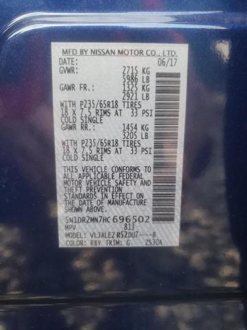 Photo 10 from auction – 2017 NISSAN PATHFINDER with VIN 5N1DR2MN7HC696502