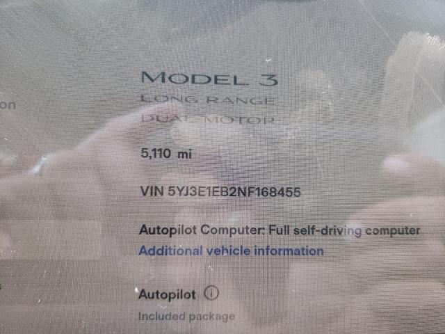 Photo 8 from auction – 2022 TESLA MODEL 3 with VIN 5YJ3E1EB2NF168455
