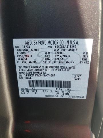 Photo 10 from auction – 2004 FORD F150 with VIN 1FTRX14WX4NA74087