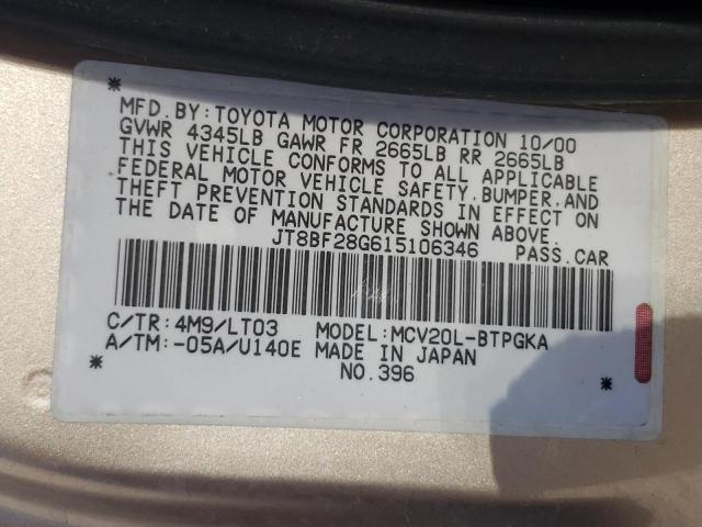 Photo 10 from auction – 2001 LEXUS ES 300 with VIN JT8BF28G615106346