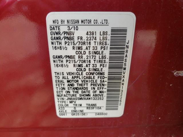 Photo 10 from auction – 2010 NISSAN ROGUE S with VIN JN8AS5MVXAW132252