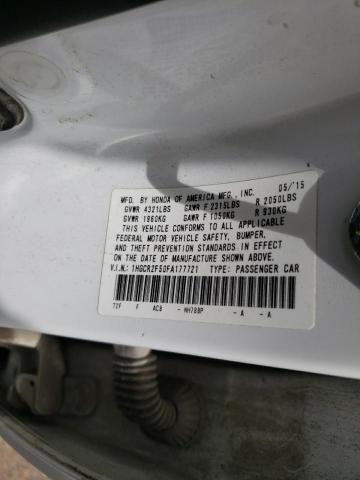 Photo 10 from auction – 2015 HONDA ACCORD SPO with VIN 1HGCR2F50FA177721