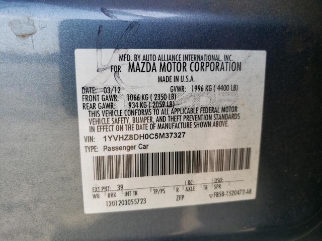 Photo 10 from auction – 2012 MAZDA 6 I with VIN 1YVHZ8DH0C5M37327