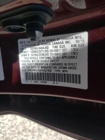 Photo 10 from auction – 2015 HONDA CR-V EX with VIN 2HKRM3H59FH521940