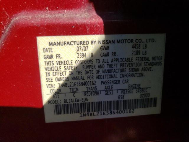 Photo 10 from auction – 2008 NISSAN ALTIMA 3.5 with VIN 1N4BL21E58N400162