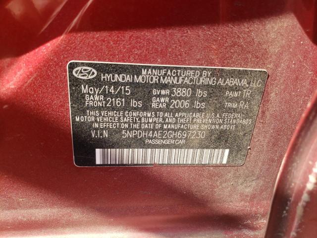 Photo 10 from auction – 2016 HYUNDAI ELANTRA SE with VIN 5NPDH4AE2GH697230