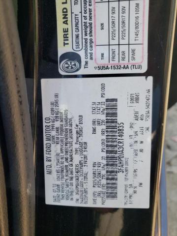 Photo 10 from auction – 2012 FORD FUSION SEL with VIN 3FAHP0JA3CR140835
