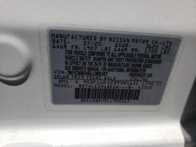 Photo 10 from auction – 2020 NISSAN VERSA S with VIN 3N1CN8DV5LL905167