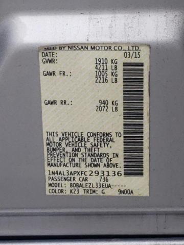 Photo 10 from auction – 2015 NISSAN ALTIMA 2.5 with VIN 1N4AL3APXFC293136