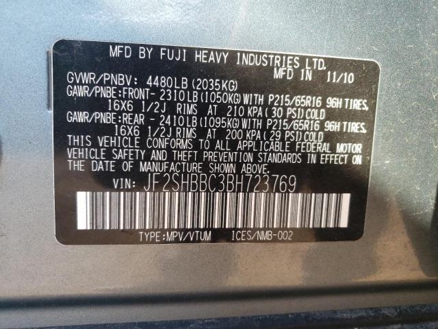 Photo 10 from auction – 2011 SUBARU ALL MODELS with VIN JF2SHBBC3BH723769