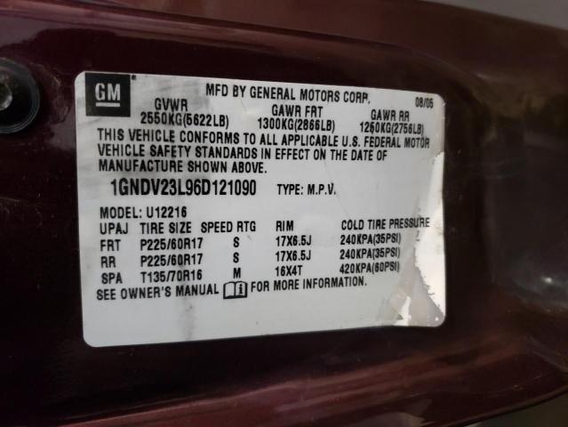Photo 10 from auction – 2006 CHEVROLET UPLANDER L with VIN 1GNDV23L96D121090