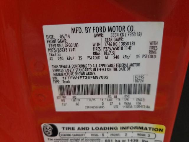 Photo 10 from auction – 2014 FORD F150 SUPER with VIN 1FTFW1ET3EFB97882