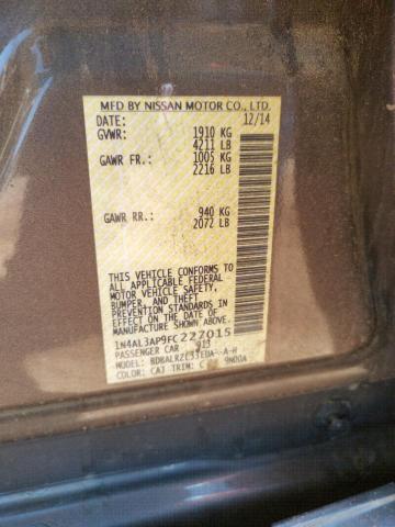 Photo 10 from auction – 2015 NISSAN ALTIMA 2.5 with VIN 1N4AL3AP9FC227015