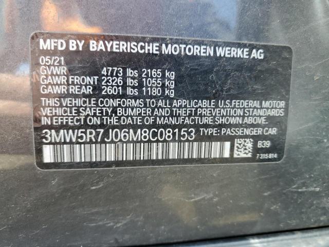 Photo 10 from auction – 2021 BMW 330XI with VIN 3MW5R7J06M8C08153
