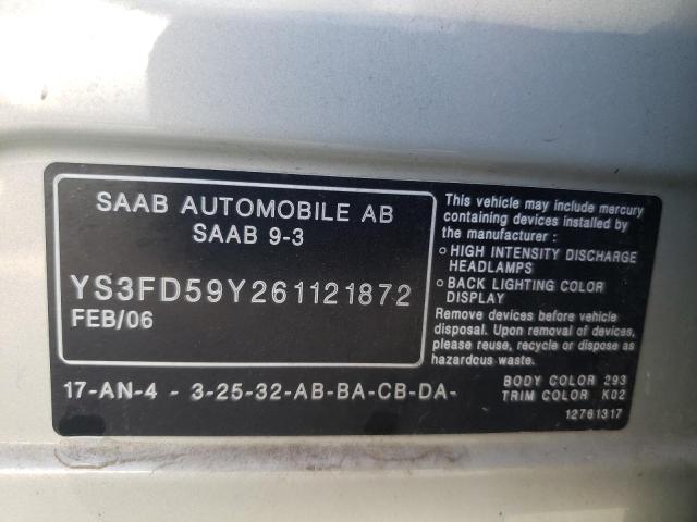 Photo 10 from auction – 2006 SAAB 9-3 with VIN YS3FD59Y261121872