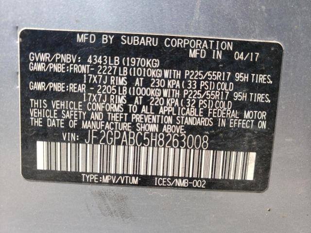 Photo 10 from auction – 2017 SUBARU CROSSTREK with VIN JF2GPABC5H8263008