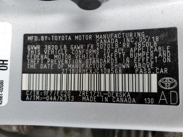 Photo 10 from auction – 2018 TOYOTA COROLLA L with VIN 2T1BURHEXJC108568