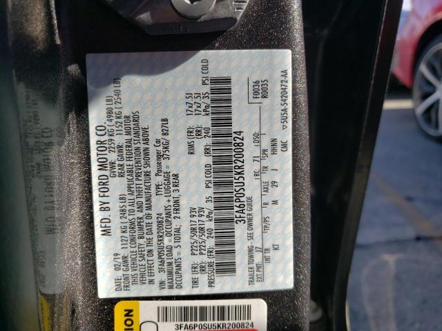 Photo 10 from auction – 2019 FORD FUSION TIT with VIN 3FA6P0SU5KR200824
