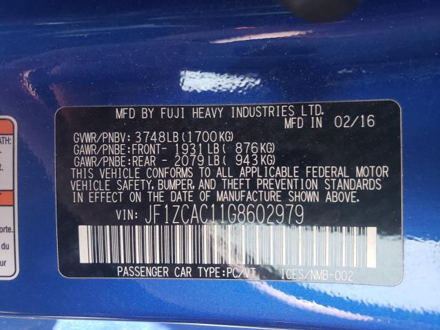 Photo 10 from auction – 2016 SUBARU BRZ 2.0 LI with VIN JF1ZCAC11G8602979