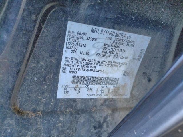 Photo 10 from auction – 2004 FORD F150 SUPER with VIN 1FTPW14504FA08966