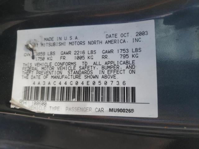Photo 10 from auction – 2004 MITSUBISHI ECLIPSE GS with VIN 4A3AC44G04E050736