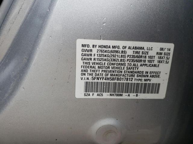 Photo 10 from auction – 2015 HONDA PILOT EXL with VIN 5FNYF4H58FB017812