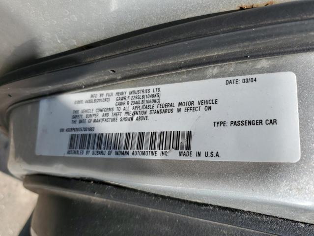 Photo 10 from auction – 2005 SUBARU LEGACY 2.5 with VIN 4S3BP626757301663