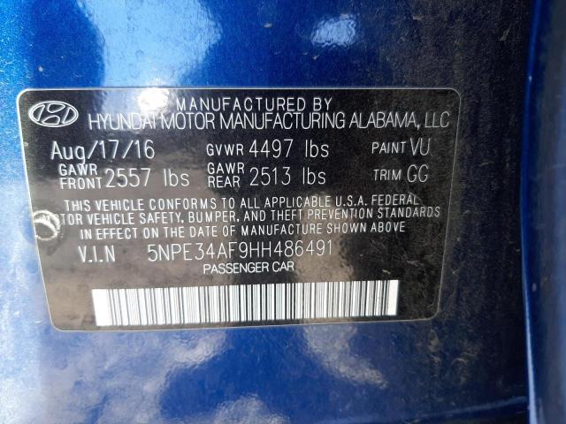 Photo 10 from auction – 2017 HYUNDAI SONATA SPO with VIN 5NPE34AF9HH486491