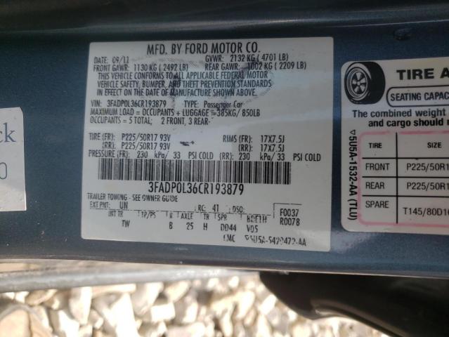 Photo 10 from auction – 2012 FORD FUSION HYB with VIN 3FADP0L36CR193879