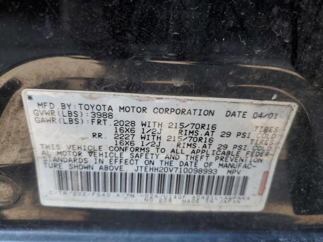 Photo 10 from auction – 2001 TOYOTA RAV4 with VIN JTEHH20V710098993