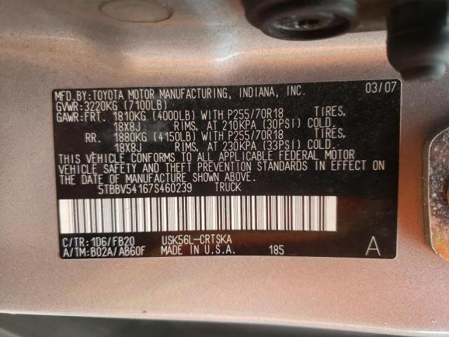 Photo 10 from auction – 2007 TOYOTA TUNDRA with VIN 5TBBV54167S460239