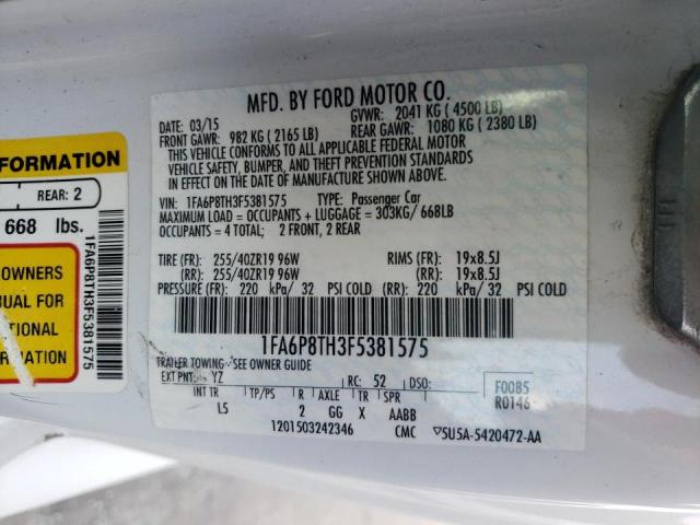 Photo 10 from auction – 2015 FORD MUSTANG with VIN 1FA6P8TH3F5381575