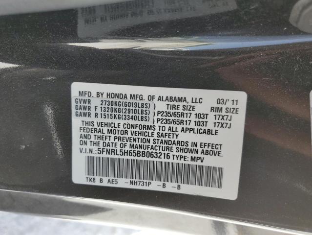 Photo 10 from auction – 2011 HONDA ODYSSEY EX with VIN 5FNRL5H65BB063216