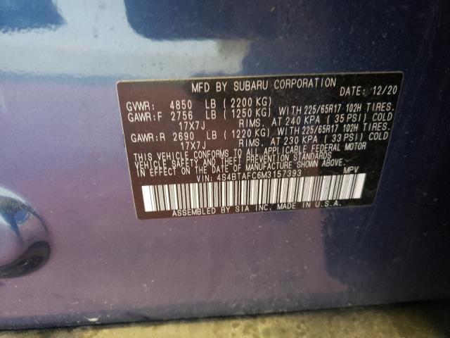 Photo 10 from auction – 2021 SUBARU OUTBACK PR with VIN 4S4BTAFC6M3157393