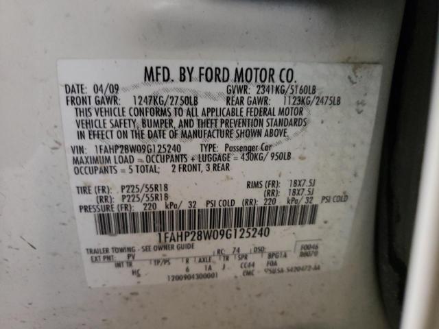 Photo 10 from auction – 2009 FORD TAURUS LIM with VIN 1FAHP28W09G125240