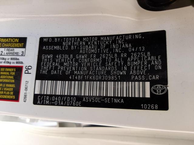 Photo 10 from auction – 2013 TOYOTA CAMRY L with VIN 4T4BF1FK6DR309851