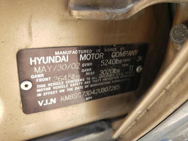 Photo 10 from auction – 2002 HYUNDAI SANTA FE G with VIN KM8SC73D42U307265