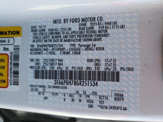 Photo 10 from auction – 2016 FORD FUSION SE with VIN 3FA6P0H78GR251534