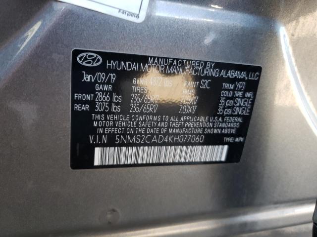 Photo 10 from auction – 2019 HYUNDAI SANTA FE S with VIN 5NMS2CAD4KH077060