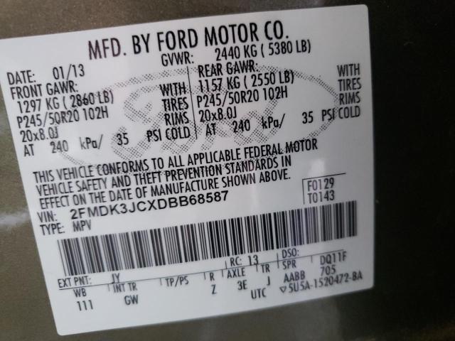 Photo 10 from auction – 2013 FORD EDGE SEL with VIN 2FMDK3JCXDBB68587