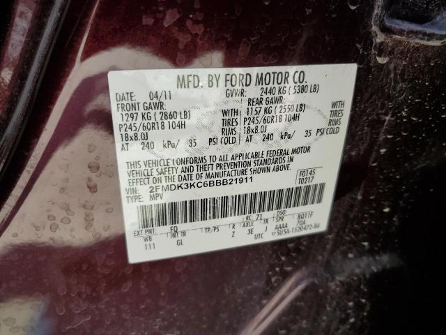 Photo 10 from auction – 2011 FORD EDGE LIMIT with VIN 2FMDK3KC6BBB21911